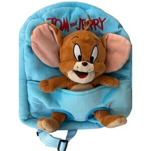 Tom & Jerry Kids Plush Backpack With Jerry Plush Toy - Blue & Brown